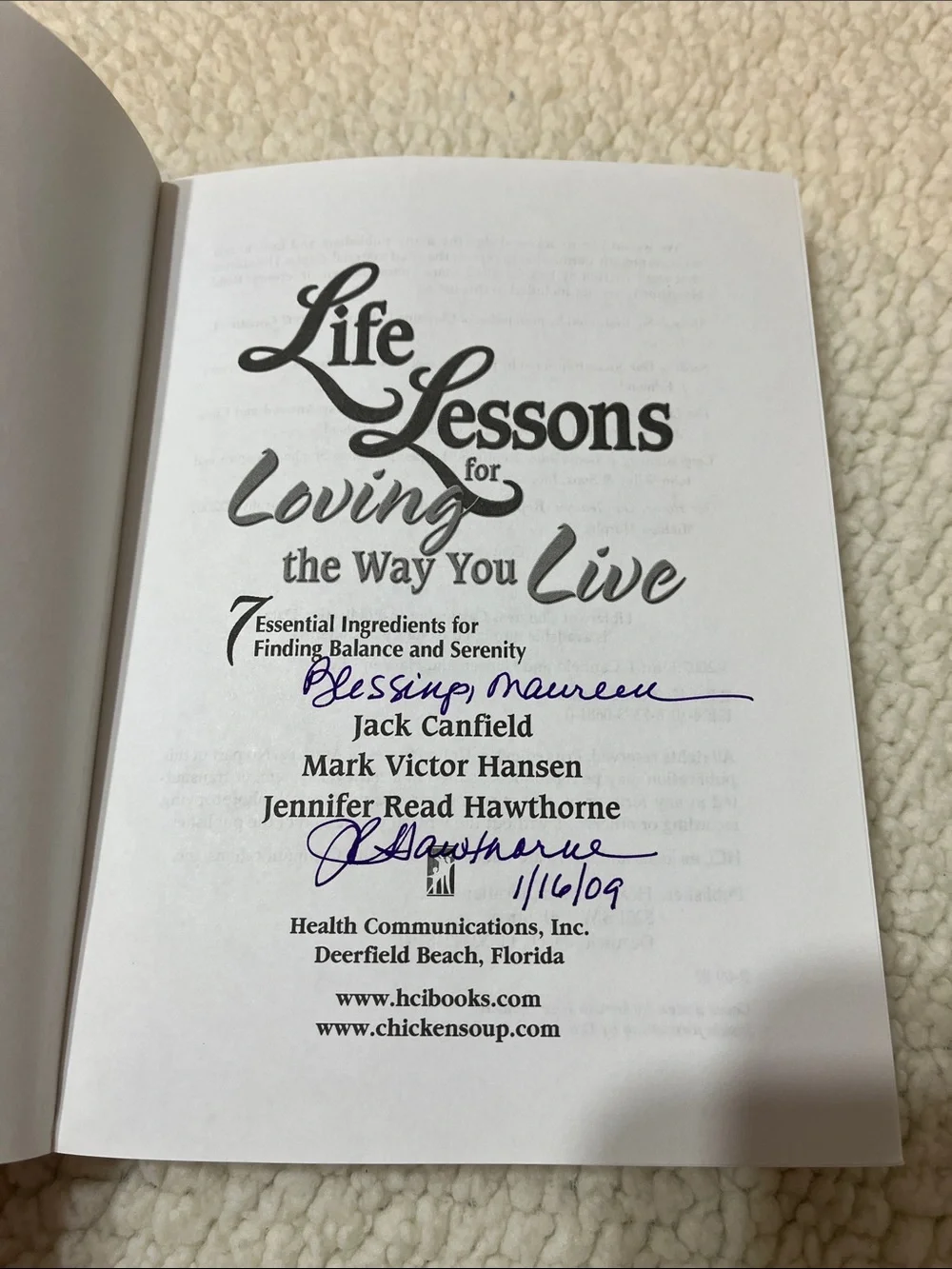 Life Lessons for Loving the Way You Live (Chicken Soup for the Soul) autographed